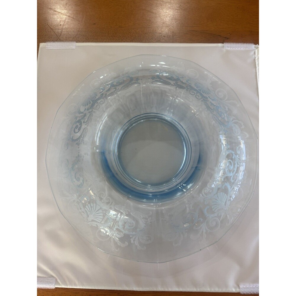 Vintage Fostoria JUNE Azure Blue 12" Centerpiece mushroom bowl - Picture 2 of 5